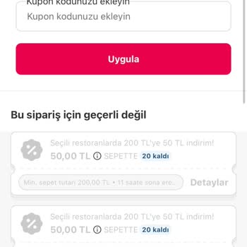Yemeksepeti Kupon Kodu Sorunu: Her Restoranda Geçersiz!