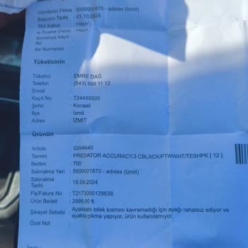 Adidas Predator Ayakkabı Bağcık Sorunu ve İade Talebi