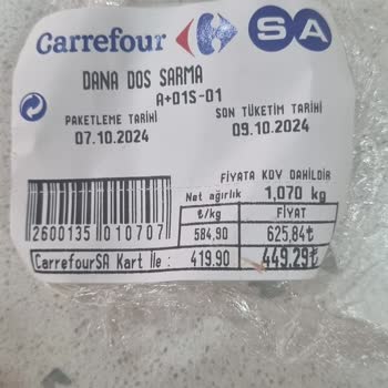 Carrefour SA'dan alınan etin bozuk çıkması ve yoğun koku problemi