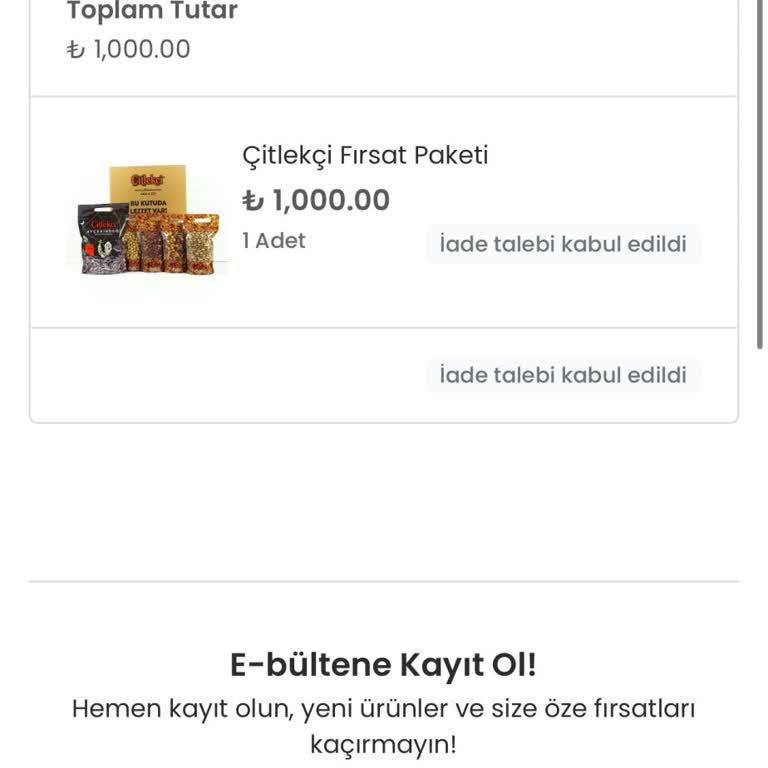 Çitlekçi'den İade Sorunu: Ürün Ücreti Halen Hesabımda Yok