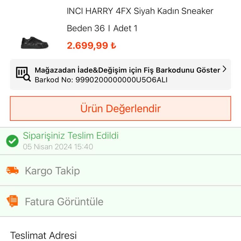 Yanları Açılan Ayakkabı İçin Değişim Talebi