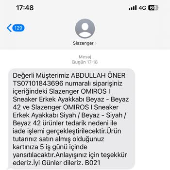 Slazenger Stok Sorunu Ve İptal Edilen Siparişler