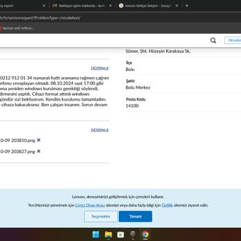 Lenovo Laptop Batarya Ve Destek Sorunu