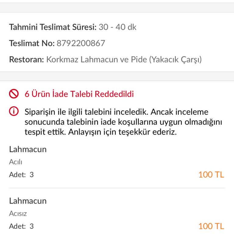 İptal Edilen Siparişin İadesi Yapılmıyor