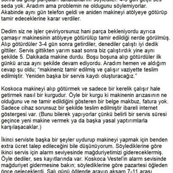 Vestel Servisinden Hayal Kırıklığı