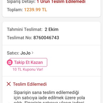 Teslim Edilemeyen Sipariş Ve İade Sorunu