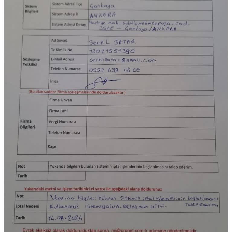 Pronet Aboneliği İptal Edildiği Halde Fatura Gönderimi Ve Cihazın Sökülmemesi