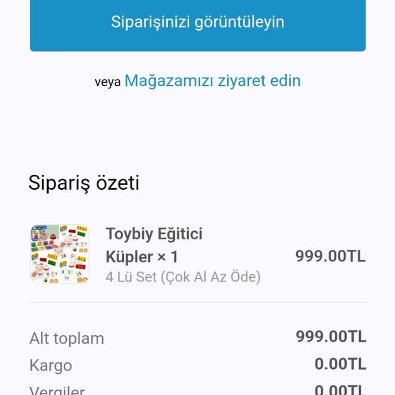 Toybiy'den Sipariş Ettiğim Ürün Nerede?