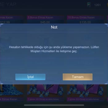 Mobile Legend Hesabında Elmas Eksikliği Ve Satın Alma Sorunu