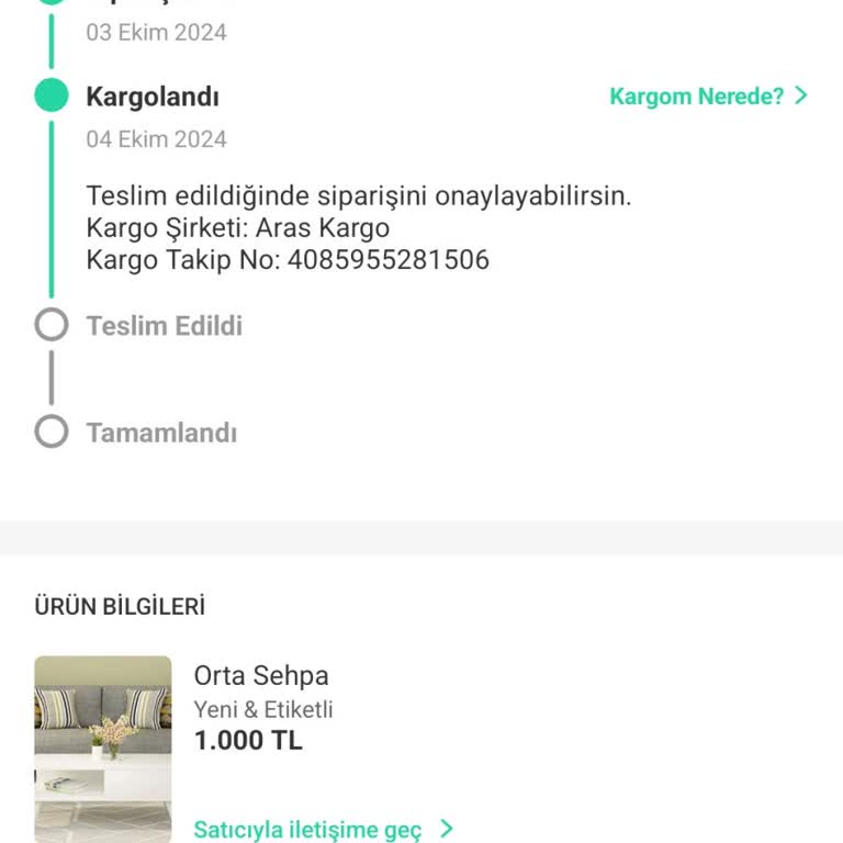 Aras Kargo Ürün Teslim Edilmedi