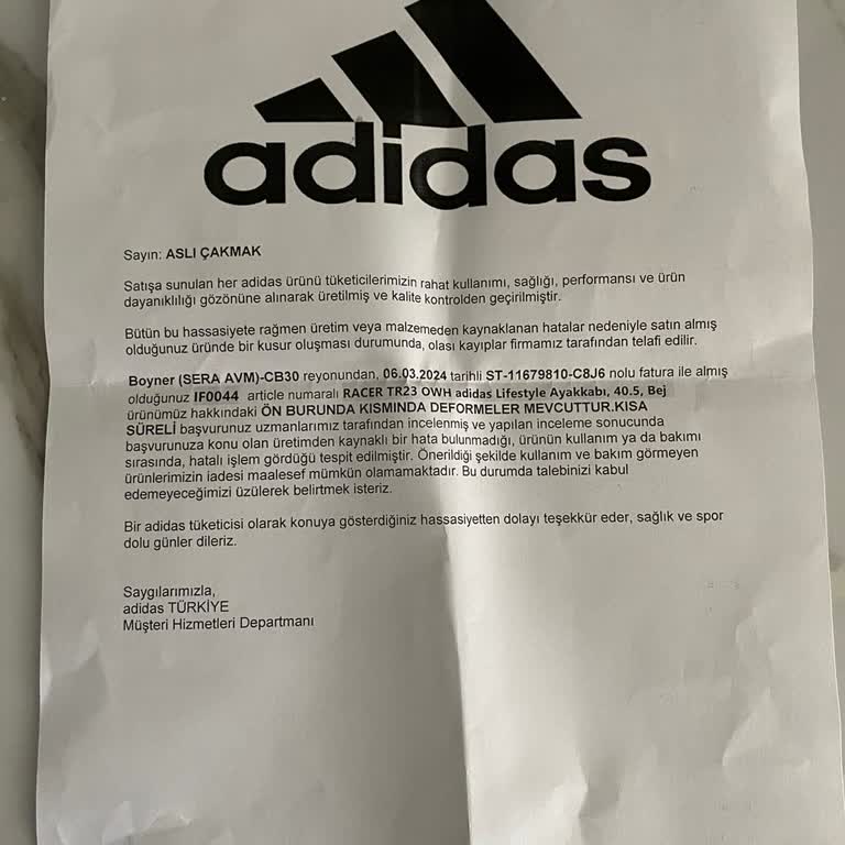 Adidas Ayakkabıda Erken Deformasyon Sorunu