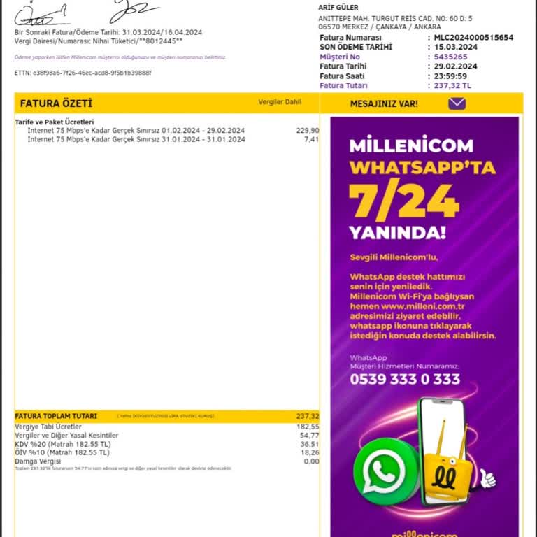 Kullanmadığım İnternet Hizmeti İçin Fatura Ve Faiz Sorunu