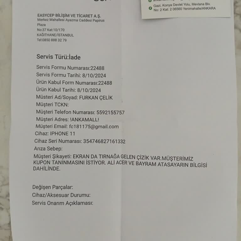 Ankamall Şubesinde Hayal Kırıklığı: Kusurlu Telefon Ve İade Sorunları