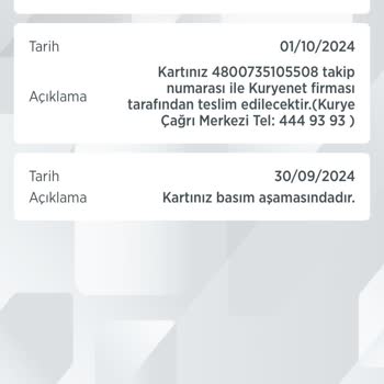 Kayıp Kartımın Teslim Edilmemesi