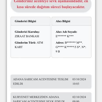 Kayıp Kartımın Teslim Edilmemesi