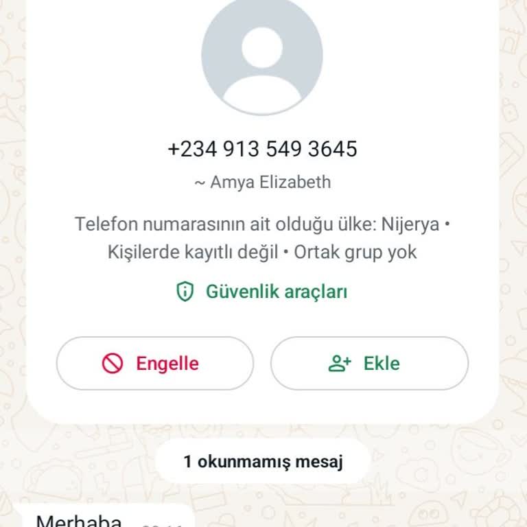 WhatsApp verdächtige Nachricht aus Nigeria erhalten, Nummer gemeldet und blockiert
