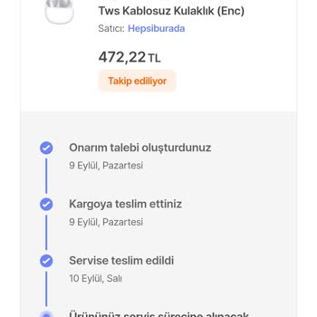 Hepsiburada'dan Aldığım Ürün İçin Servis Bekleyişi