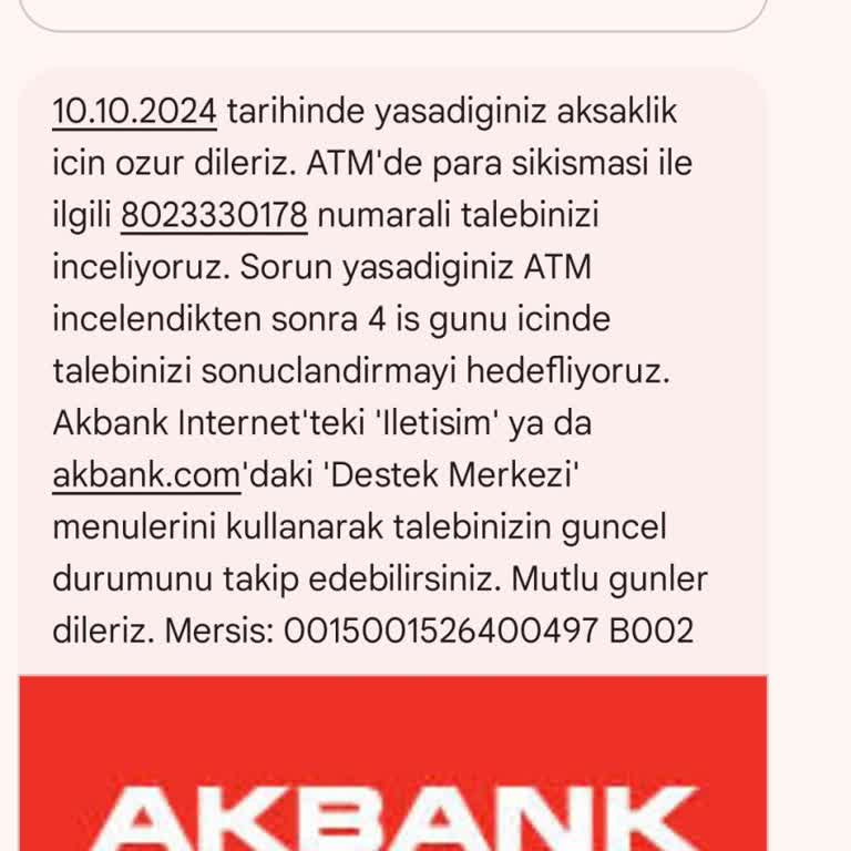 ATM'de Yutulan Para: Akbank'tan Acil Çözüm Bekliyorum