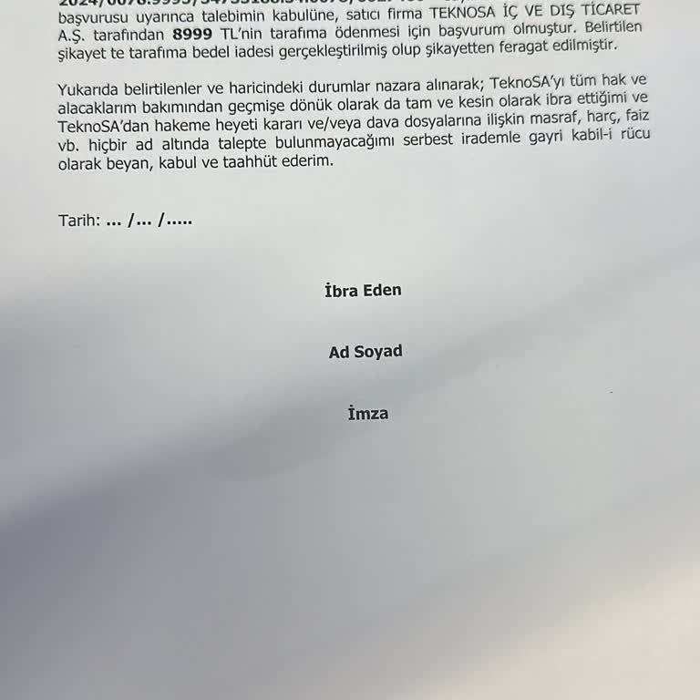 İade Edilmeyen Para Ve Yanıltıcı Evrak Sorunu