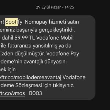 Vodafone Pay Spotify Üyeliği İptal Sorunu