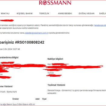 Rossmann'dan Sipariş Verdim, Ne Ürün Ne Bilgi Geldi!