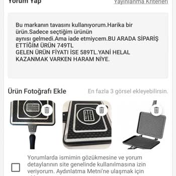 Yanlış Ürün Ve Yorum Yayınlama Sorunu