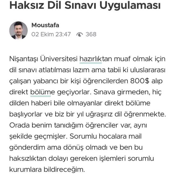 Nişantaşı Üniversitesi'nde Adaletsiz Sınav Süreci