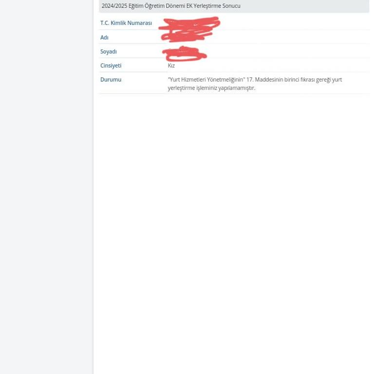 Yurt Hizmetleri Yönetmeliği Nedeniyle Yerleştirilemeyen Öğrencinin Mağduriyeti