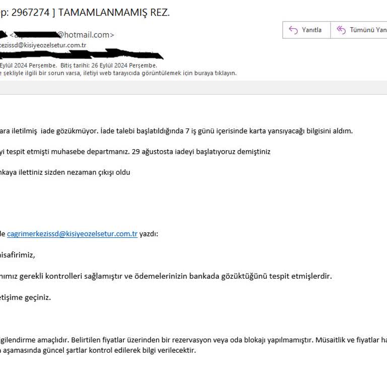 Setur Online Rezervasyonunda Yaşanan Ödeme Ve İade Sorunları