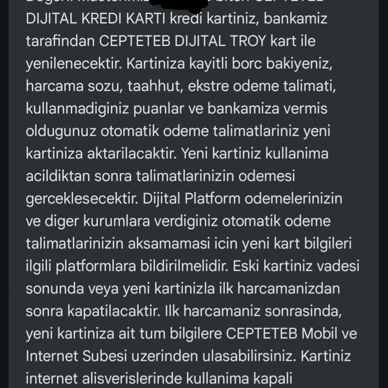 Banka Politikasıyla İstenmeyen Kart Değişikliği