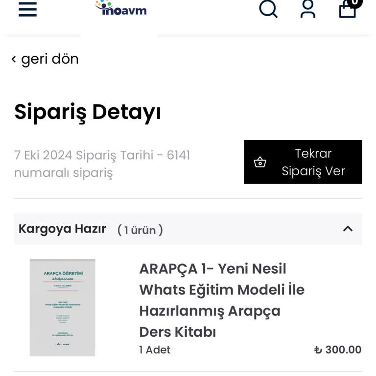 İnoavm (inoavm.com) Kitap Kargoya Verilmedi