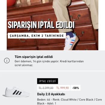 Adidas Uygulamasında Tekrarlayan Sipariş İptalleri