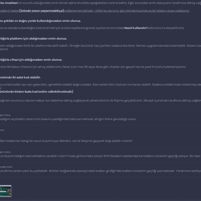 Geçersiz Oyun Kodu Ve Yetersiz Destek