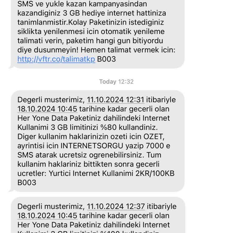 Vodafone Anormal İnternet Tüketimi