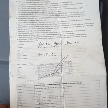 Bosfor Hamur Yoğurma Makinesi Sorunları Ve Müşteri Hizmetleri