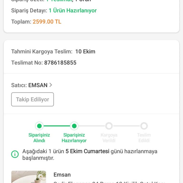Emsan Mutfak Trendyol'dan Aldığım Çatal Kaşık Takımı Hala Kargolanmadı!