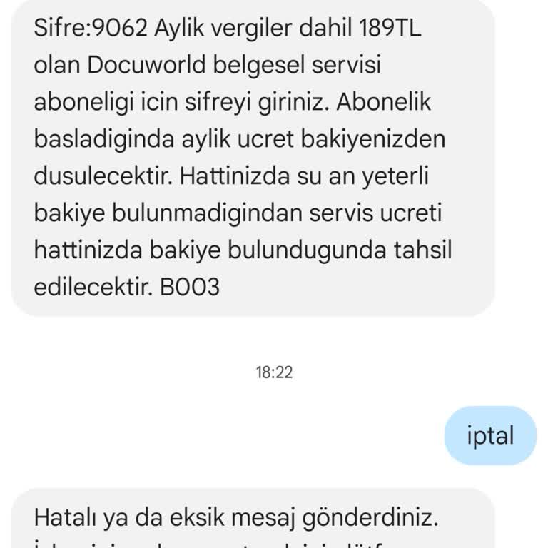 Habersiz Başlatılan Belgesel Aboneliği