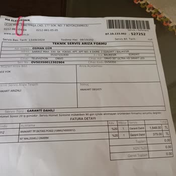 Onvo TV Servis Hizmetinde Yaşanan Sorunlar