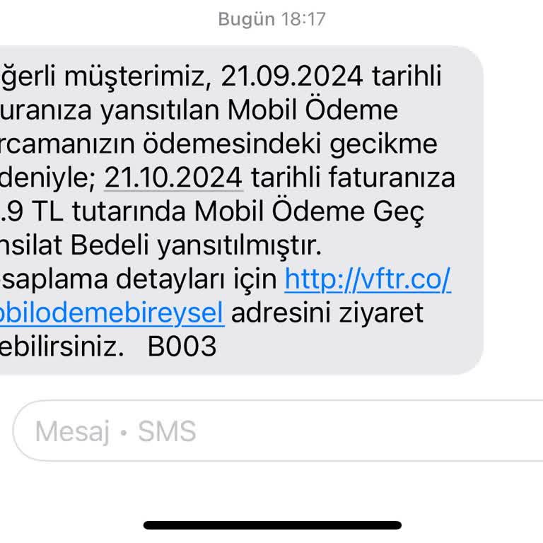 Vodafone'un Haksız Geç Ödeme Ücreti Talebi