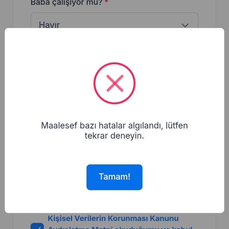 Üniversite Burs Başvurusunda Sürekli Hata