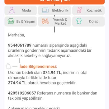 Trendyol'dan Stok Sorunu Ve Maddi Zarar!