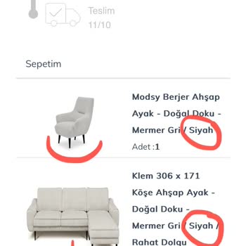 Yanlış Renk Ve Şekilde Gelen Koltuk Ayakları