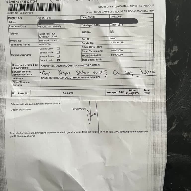 Samsung Buzdolabı Servis Ücreti Mağduriyeti