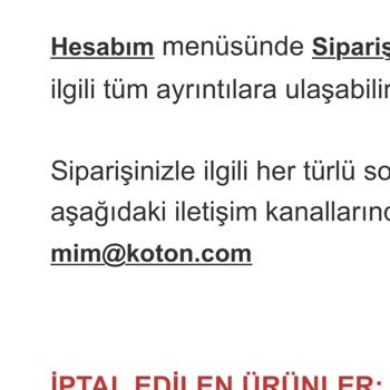 Koton Online Alışverişte Stok Sorunu Ve İptaller