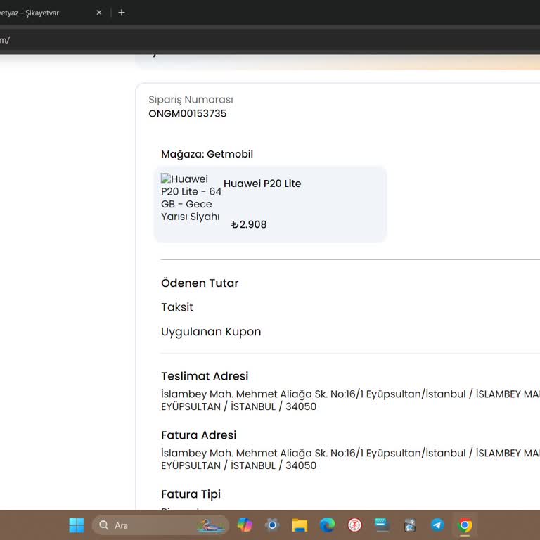 Geciken Sipariş Ve İletişim Sorunu