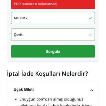 PNR Kodu Hatası Ve İletişim Sorunları