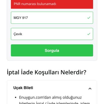 PNR Kodu Hatası Ve İletişim Sorunları