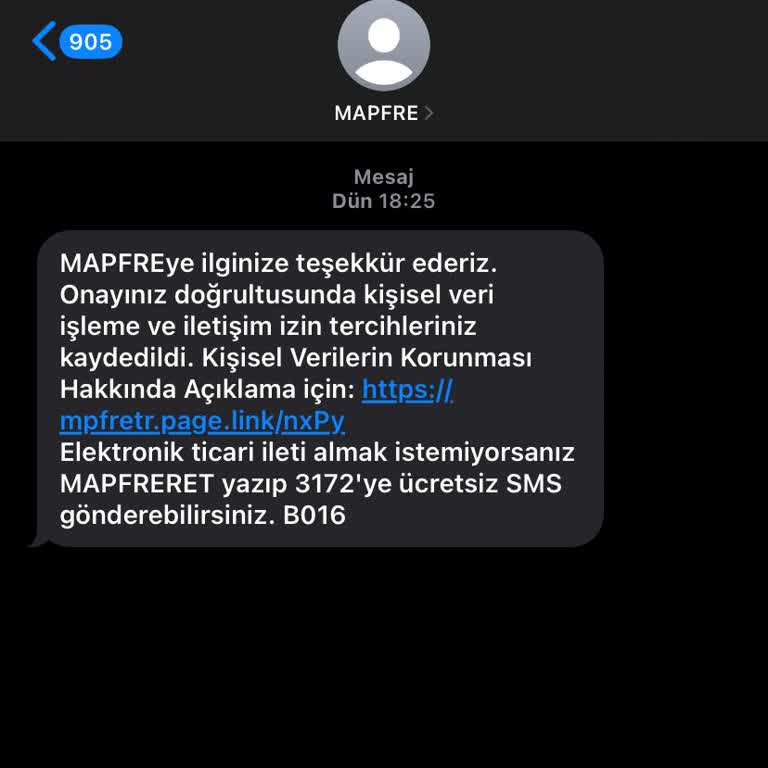 Mapfre Sigorta İzinsiz SMS Gönderimi Ve Kişisel Bilgilerin Kaydedilmesi