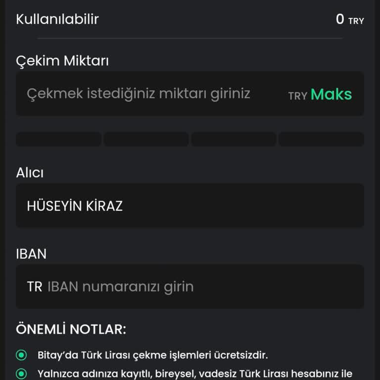 Bitay Hesabımdan Para Çekme Sorunu