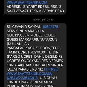 Guess Marka Saatin Garanti Süresi Dolmadan Kararması Ve Ücret Talebi